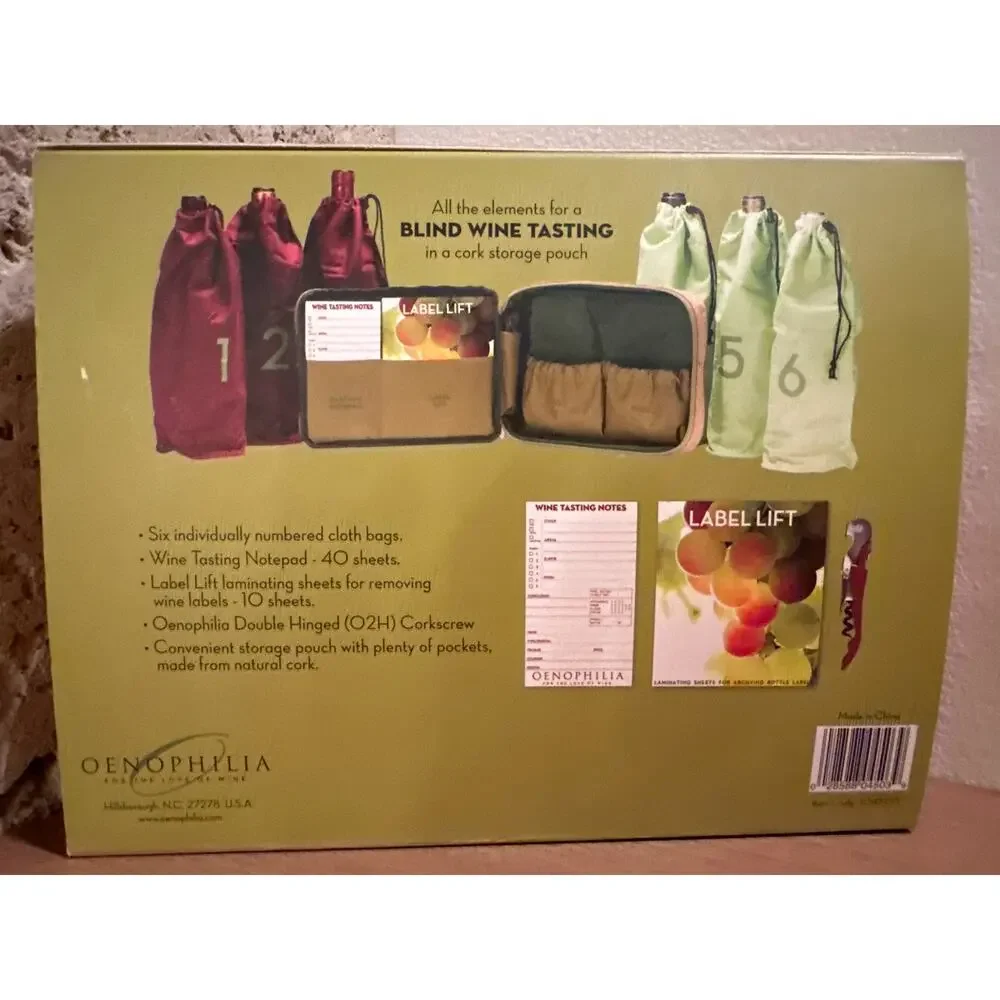 New Wine Tasting Kit, Cork, Corkscrew, Wine Bags & Notepad Gift Fun Oenophilia